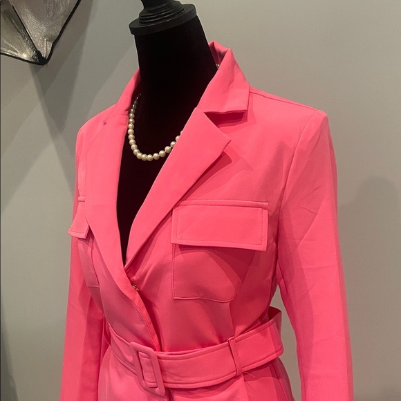 Women's bubblegum Pink Belted dress small - Picture 2 of 5